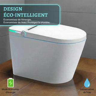 Sera Omega Toilette intelligente avec bidet, monobloc avec chasse à jet automatique, abattant auto-ouvrant/fermant, lavage à l’eau chaude, sécheur à air chaud, siège chauffant – Blanc