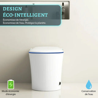 SERA Sigma Toilette-bidet intelligente, toilette monopièce avec chasse automatique à jet, couvercle à ouverture/fermeture automatique, lavage à l’eau tiède, séchage à air chaud, siège chauffant – Finition Bleu