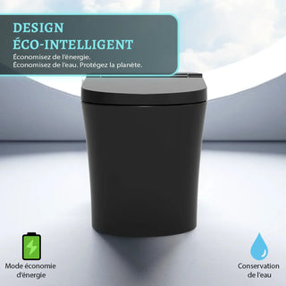 Sera Omega Toilette intelligente avec bidet, monobloc avec chasse à jet automatique, abattant auto-ouvrant/fermant, lavage à l’eau chaude, sécheur à air chaud, siège chauffant – Noir