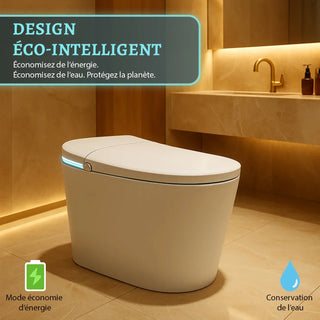 SERA Witty Smart Bidet Toilet, One-Piece Toilet with Auto Jet Flush, Auto Open/Close Lid, Warm Water Wash, Warm-Air Dryer, Heated Seat – White Display