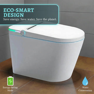 Sera Omega Toilette intelligente avec bidet, monobloc avec chasse à jet automatique, abattant auto-ouvrant/fermant, lavage à l’eau chaude, sécheur à air chaud, siège chauffant – Blanc