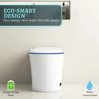 SERA Sigma Toilette-bidet intelligente, toilette monopièce avec chasse automatique à jet, couvercle à ouverture/fermeture automatique, lavage à l’eau tiède, séchage à air chaud, siège chauffant – Finition Bleu