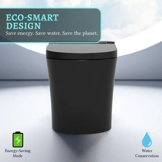 Sera Omega Toilette intelligente avec bidet, monobloc avec chasse à jet automatique, abattant auto-ouvrant/fermant, lavage à l’eau chaude, sécheur à air chaud, siège chauffant – Noir