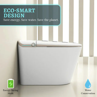 SERA Sigma Smart Bidet Toilet, One-Piece Toilet with Auto Jet Flush, Auto Open/Close Lid, Warm Water Wash, Warm-Air Dryer, Heated Seat – Gold Trim