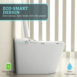SERA Sigma Smart Bidet Toilet, One-Piece Toilet with Auto Jet Flush, Auto Open/Close Lid, Warm Water Wash, Warm-Air Dryer, Heated Seat – White Trim