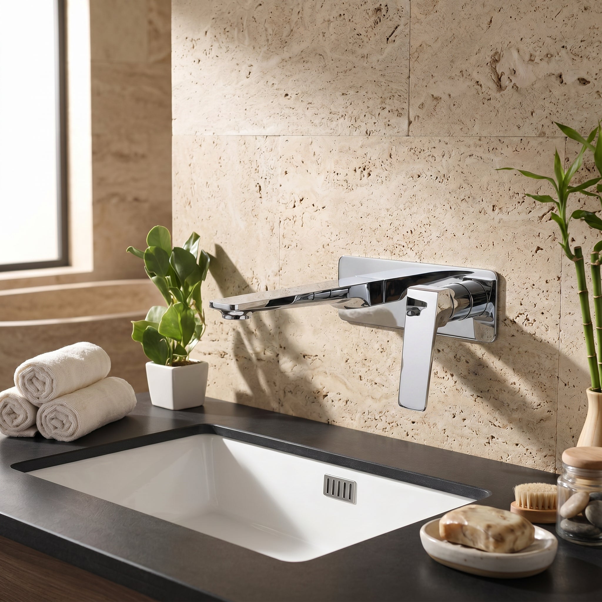 Robinet de Lavabo de Salle de Bains à 1 Poignée Chrono en Chromé