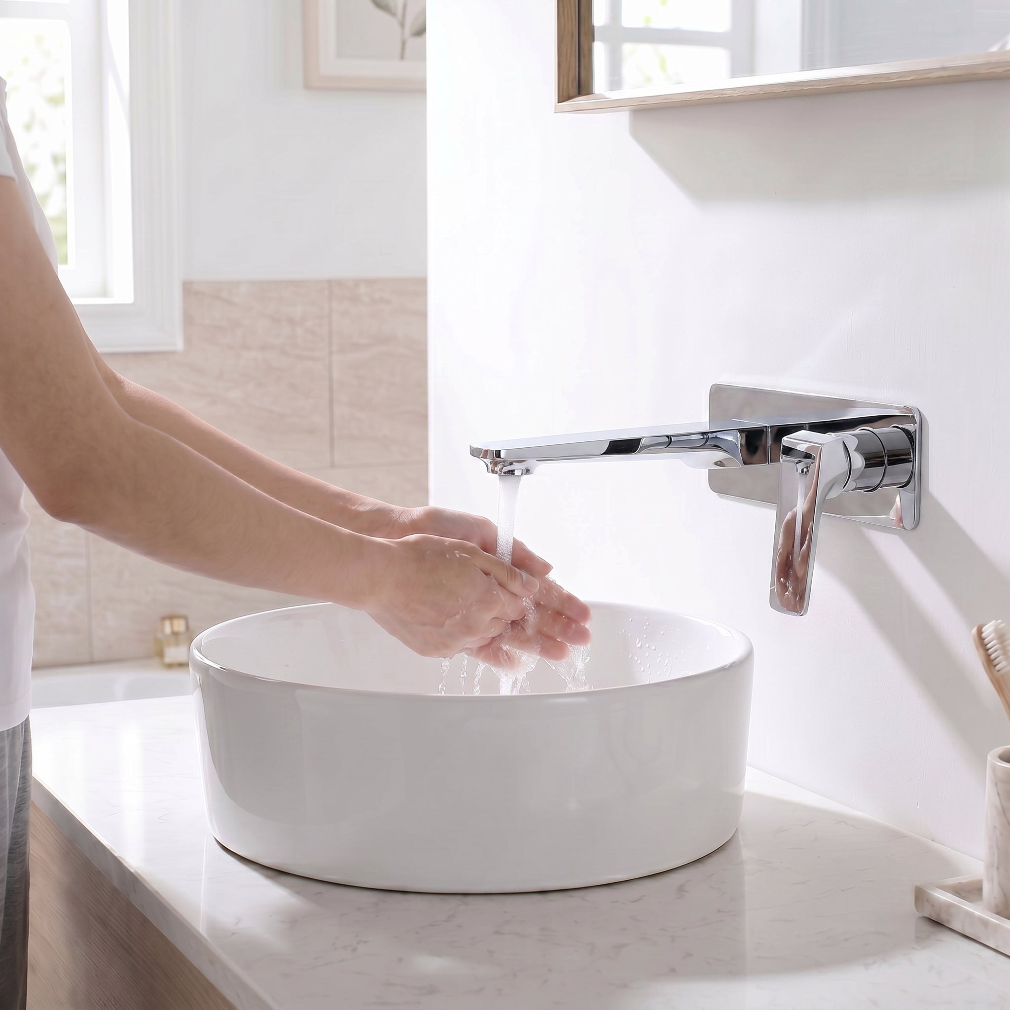Robinet de Lavabo de Salle de Bains à 1 Poignée Chrono en Chromé