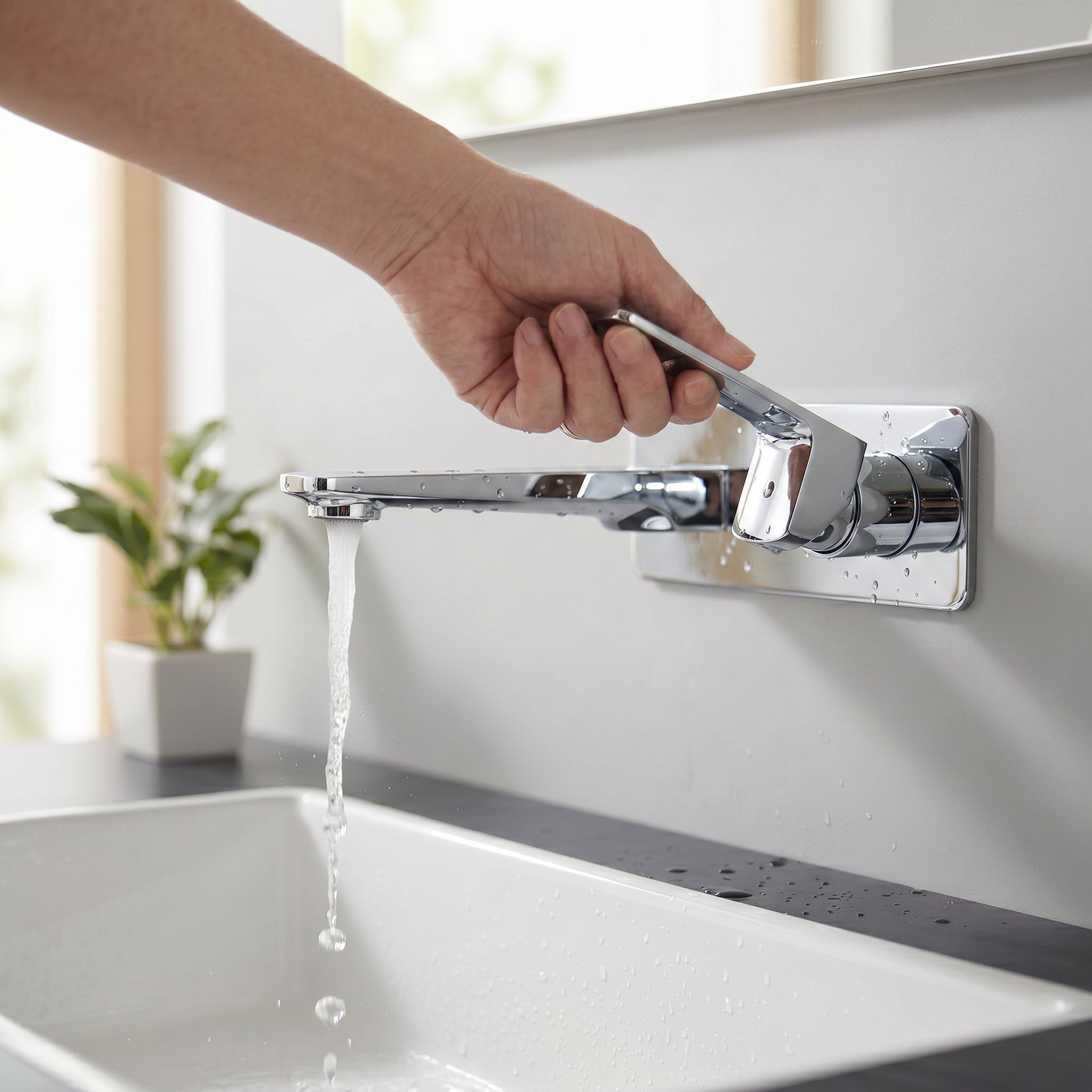 Robinet de Lavabo de Salle de Bains à 1 Poignée Chrono en Chromé