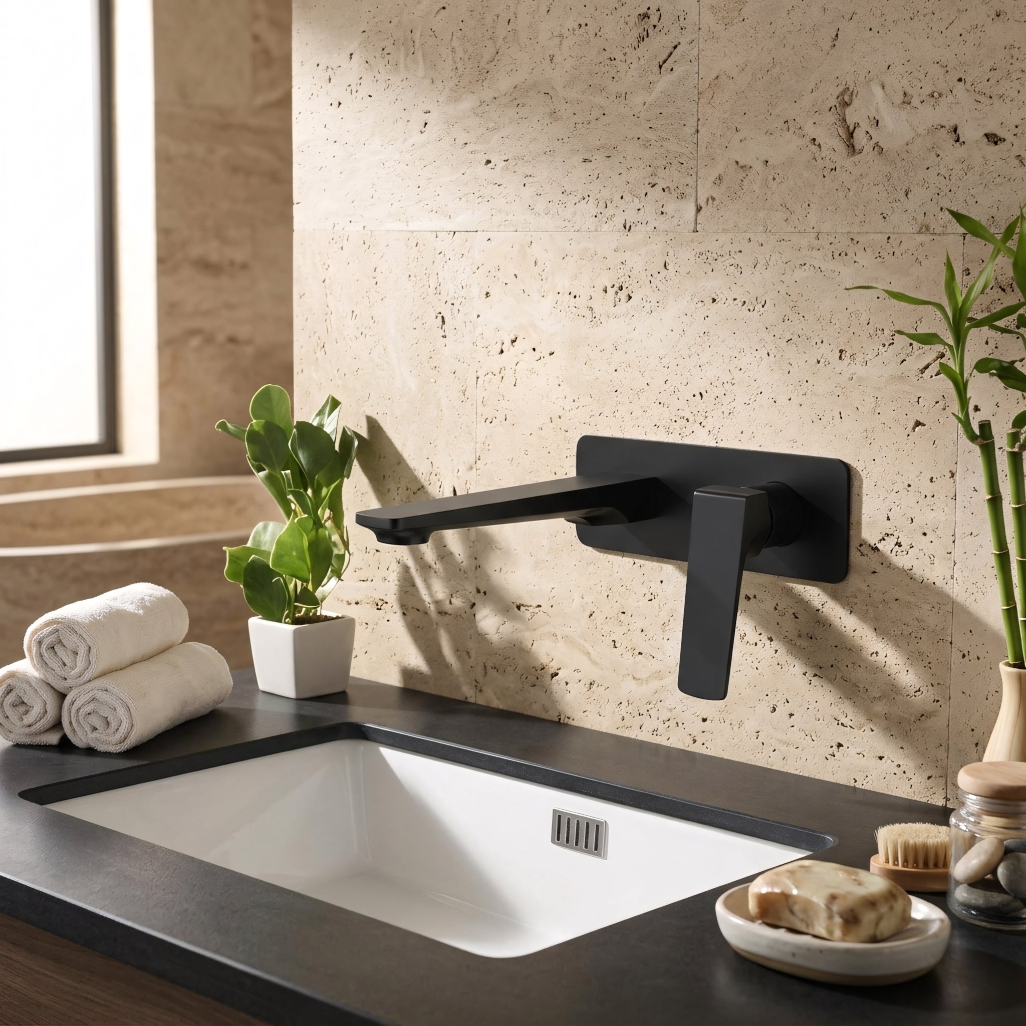 Chrono Single Handle Bathroom Sink Faucet in Matte Black
