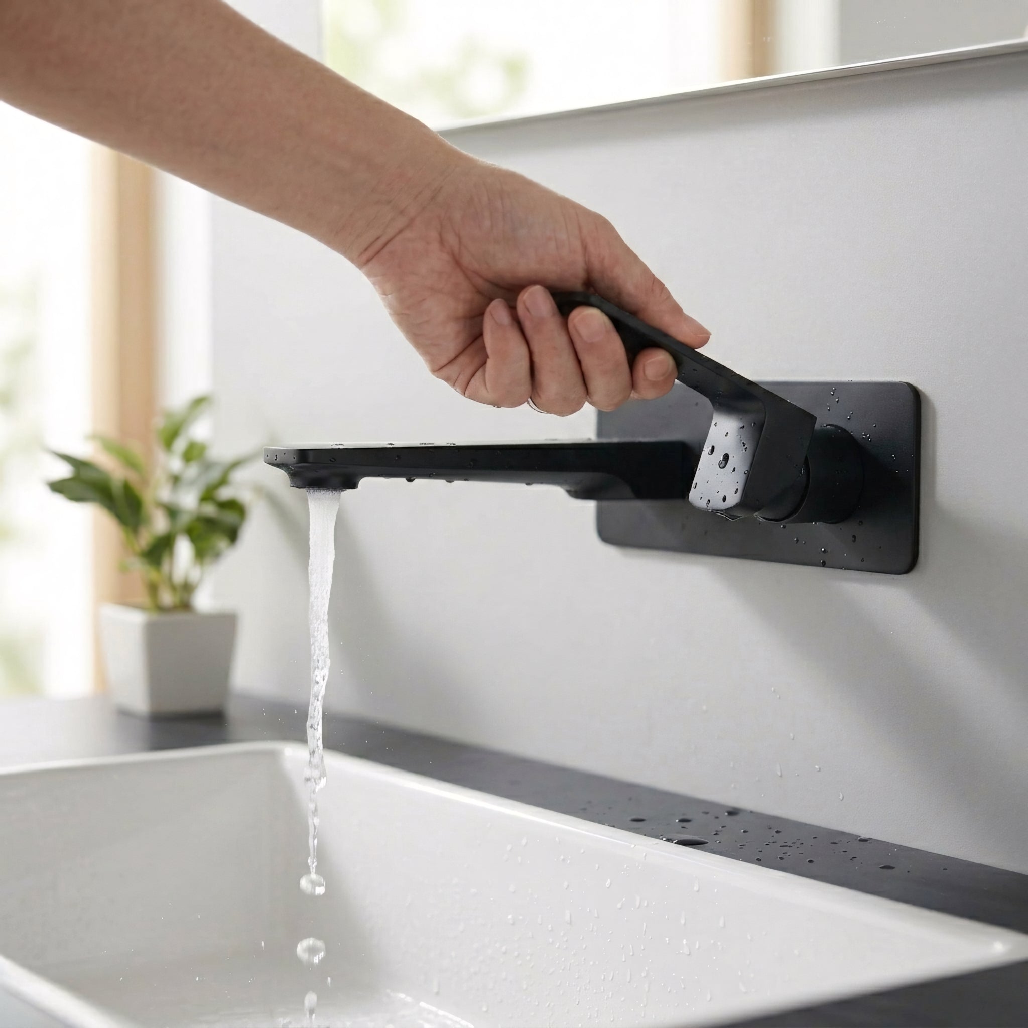 Chrono Single Handle Bathroom Sink Faucet in Matte Black