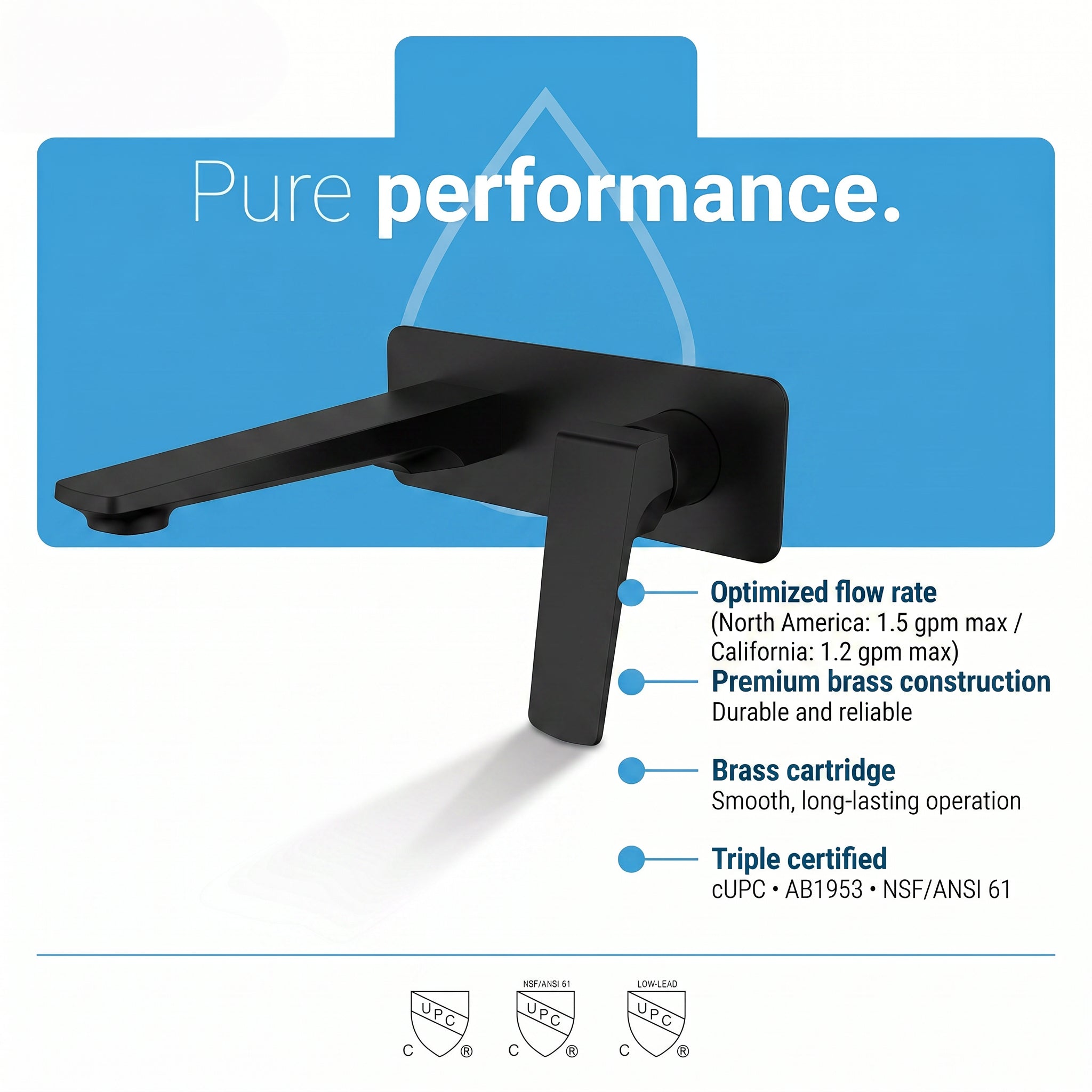 Chrono Single Handle Bathroom Sink Faucet in Matte Black