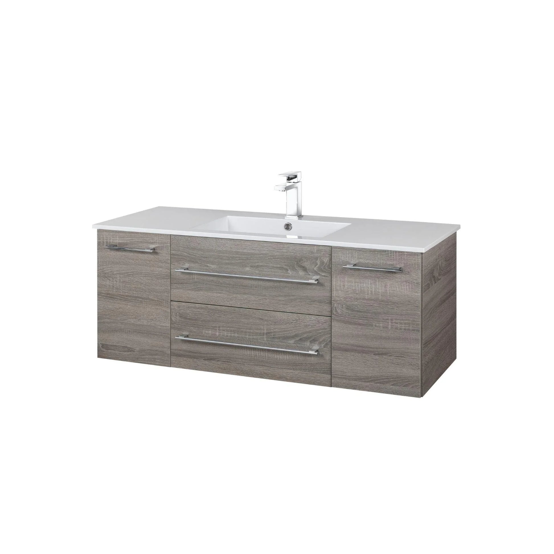 48" Dorato Brown Wall Mount Single Sink Bathroom Vanity with White Acrylic Countertop : Kato Collection - Golden Elite Deco