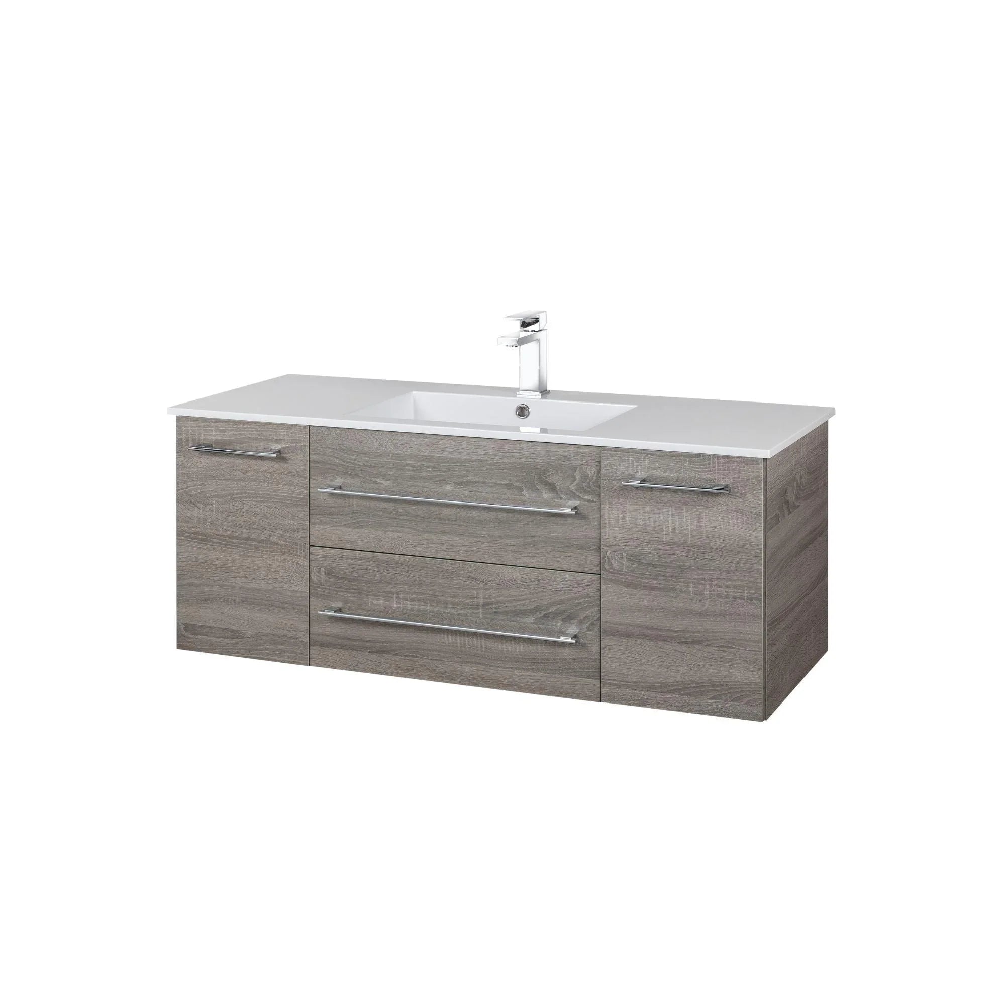 48" Dorato Brown Wall Mount Single Sink Bathroom Vanity with White Acrylic Countertop : Kato Collection - Golden Elite Deco
