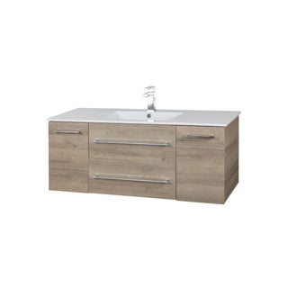 48" Organic Brown Wall Mount Single Sink Bathroom Vanity with White Acrylic Countertop : Kato Collection - Golden Elite Deco