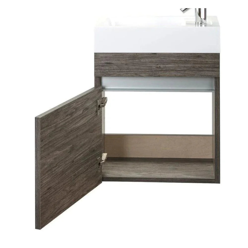 18" Stargazer Brown Wall Mount Bathroom Vanity with White Acrylic Countertop : Piccolo