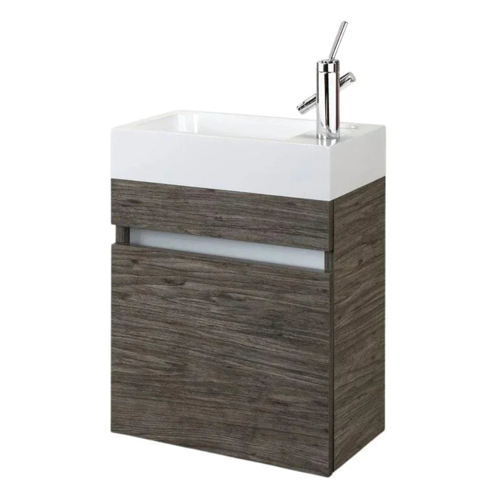 18" Stargazer Brown Wall Mount Bathroom Vanity with White Acrylic Countertop : Piccolo