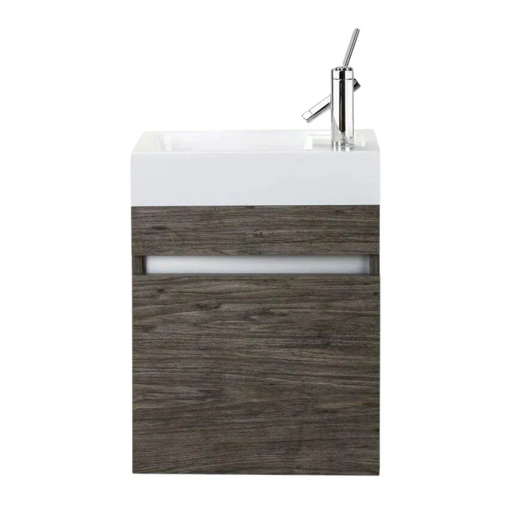 Meuble-Lavabo Mural Stargazer Brun 18po avec comptoir en acrylique blanc : Piccolo