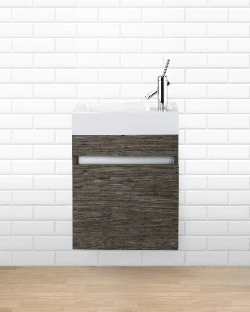 Meuble-Lavabo Mural Stargazer Brun 18po avec comptoir en acrylique blanc : Piccolo