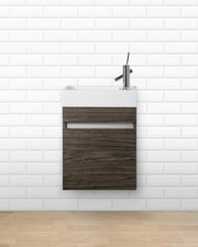 18" Wall Mount Bathroom Vanity with White Acrylic Countertop - Tete a Tete : Piccolo - Golden Elite Deco