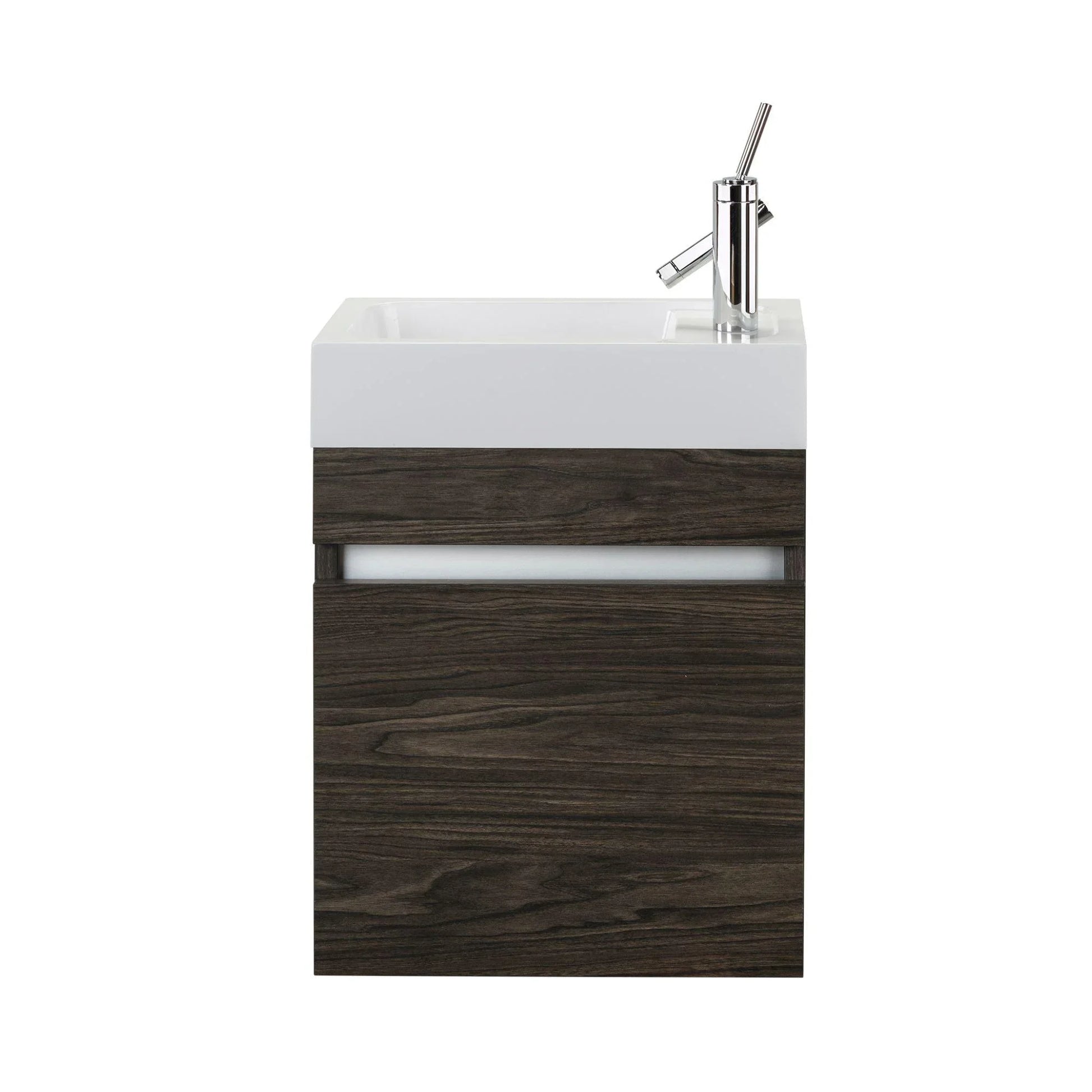 18" Wall Mount Bathroom Vanity with White Acrylic Countertop - Tete a Tete : Piccolo - Golden Elite Deco