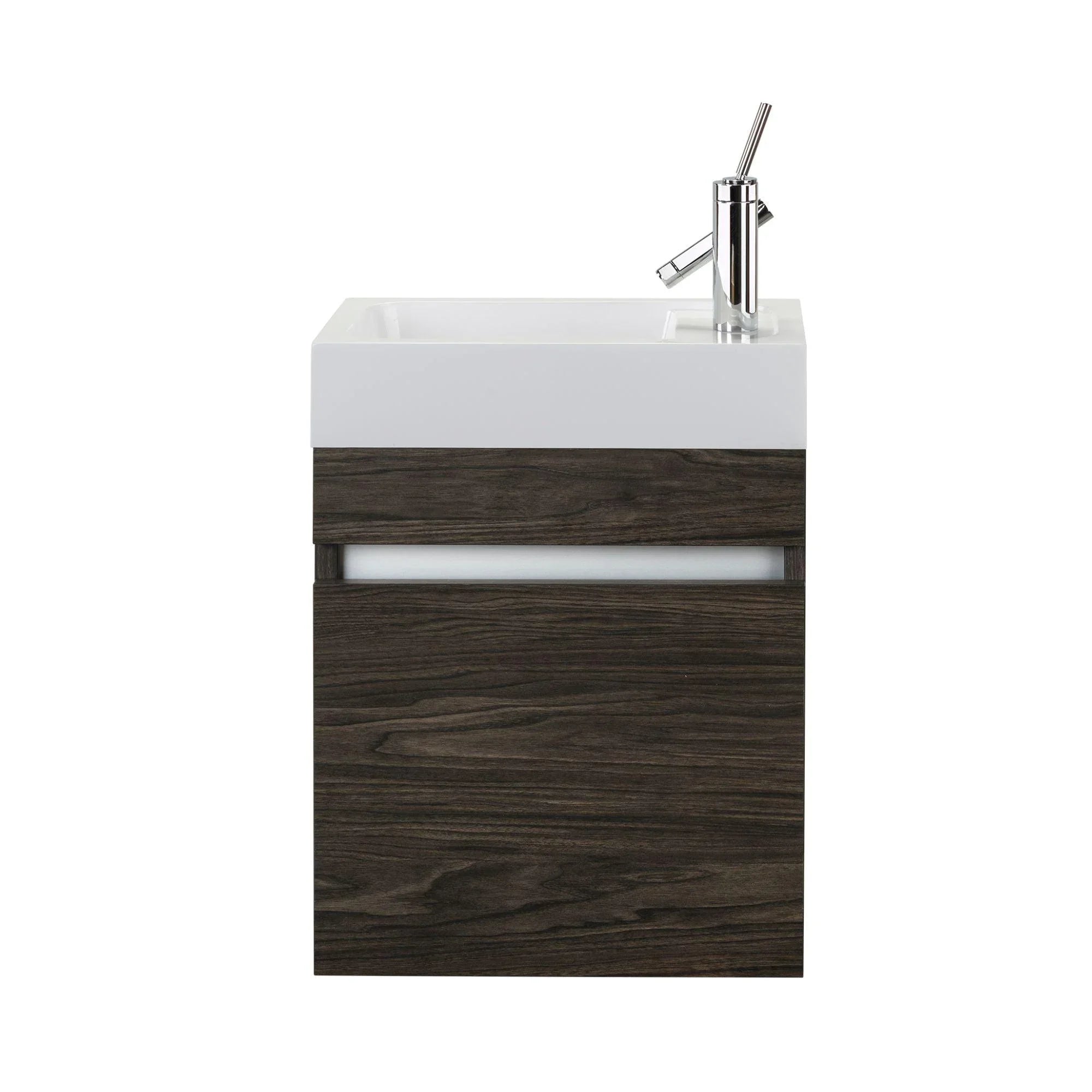18" Wall Mount Bathroom Vanity with White Acrylic Countertop - Tete a Tete : Piccolo - Golden Elite Deco