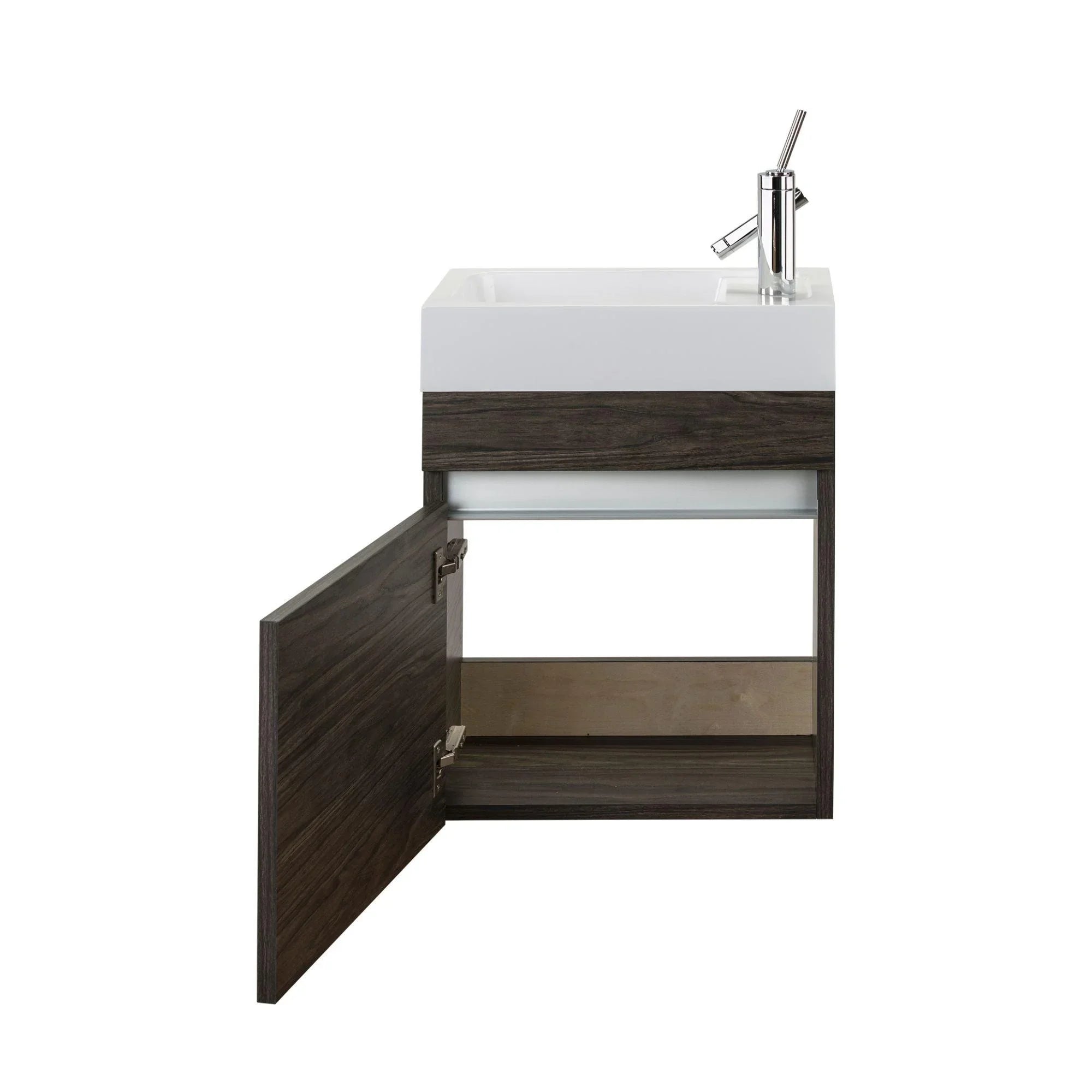 18" Wall Mount Bathroom Vanity with White Acrylic Countertop - Tete a Tete : Piccolo - Golden Elite Deco