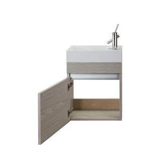 18" Wall Mount Bathroom Vanity with White Acrylic Countertop - Weekend Getaway : Piccolo - Golden Elite Deco