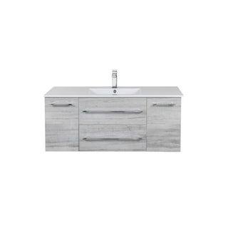 48" Grey Wall Mount Single Sink Bathroom Vanity with White Acrylic Countertop : Kato Collection - Golden Elite Deco