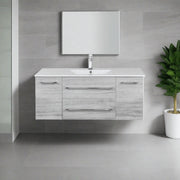 48" Grey Wall Mount Single Sink Bathroom Vanity with White Acrylic Countertop : Kato Collection - Golden Elite Deco