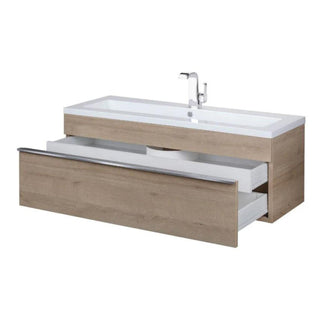 42" Organic Beige Wall Mount Single Sink Bathroom Vanity with White Acrylic Countertop : Trough Collection