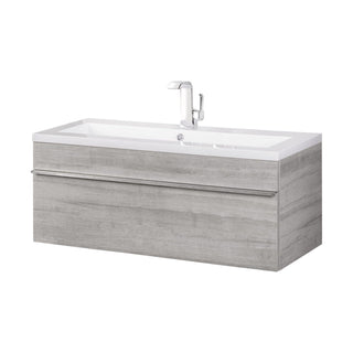 42" Soho Light Grey Wall Mount Single Sink Bathroom Vanity with White Acrylic Countertop : Trough - Golden Elite Deco