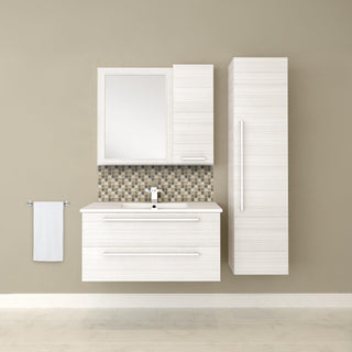 36" White Chocolate Wall Mount Single Sink Bathroom Vanity with White Acrylic Countertop : Silhouette - Golden Elite Deco