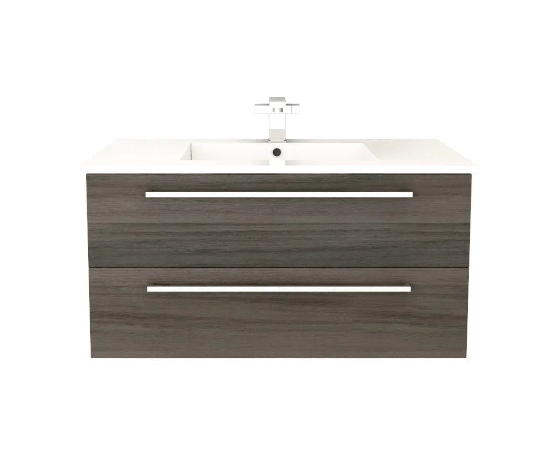 36" Zambukka Wall Mount Single Sink Bathroom Vanity with White Acrylic Countertop : Silhouette - Golden Elite Deco