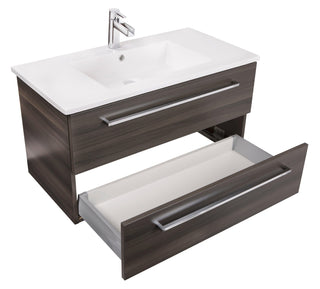 36" Zambukka Wall Mount Single Sink Bathroom Vanity with White Acrylic Countertop : Silhouette - Golden Elite Deco