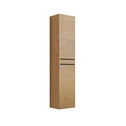 Bathroom Wall Hung Linen Cabinet - Rough Oak with Matte Black Handles