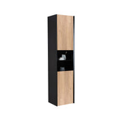 Armoire à linge suspendue murale de salle de bain - Noir et chêne brut