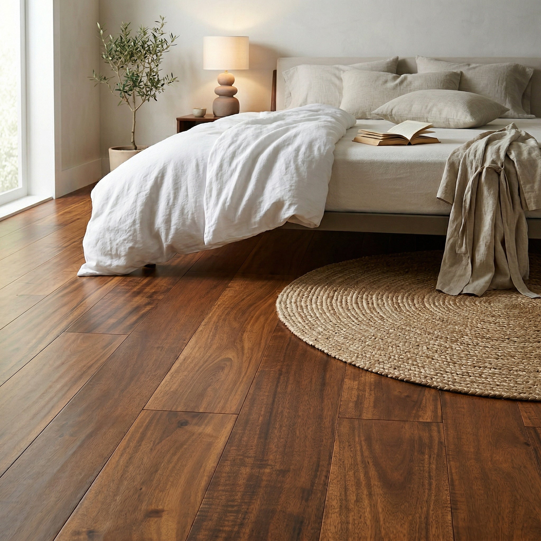 Plancher en bois franc d'ingénierie en acacia bronze de qualité ABCD - 4 po x 3/4 po | Languette et rainure