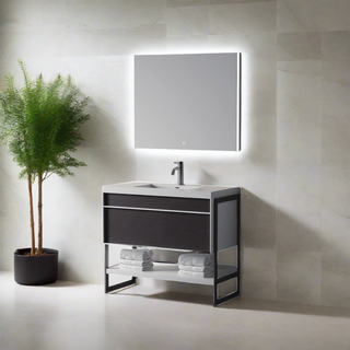 36" GEO LED Mirror - Solid Surface Frame