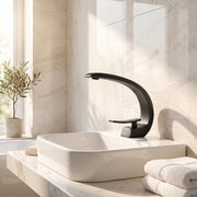 Robinet de Lavabo de Salle de Bains à 1 Poignée G-shape en Noir Mat