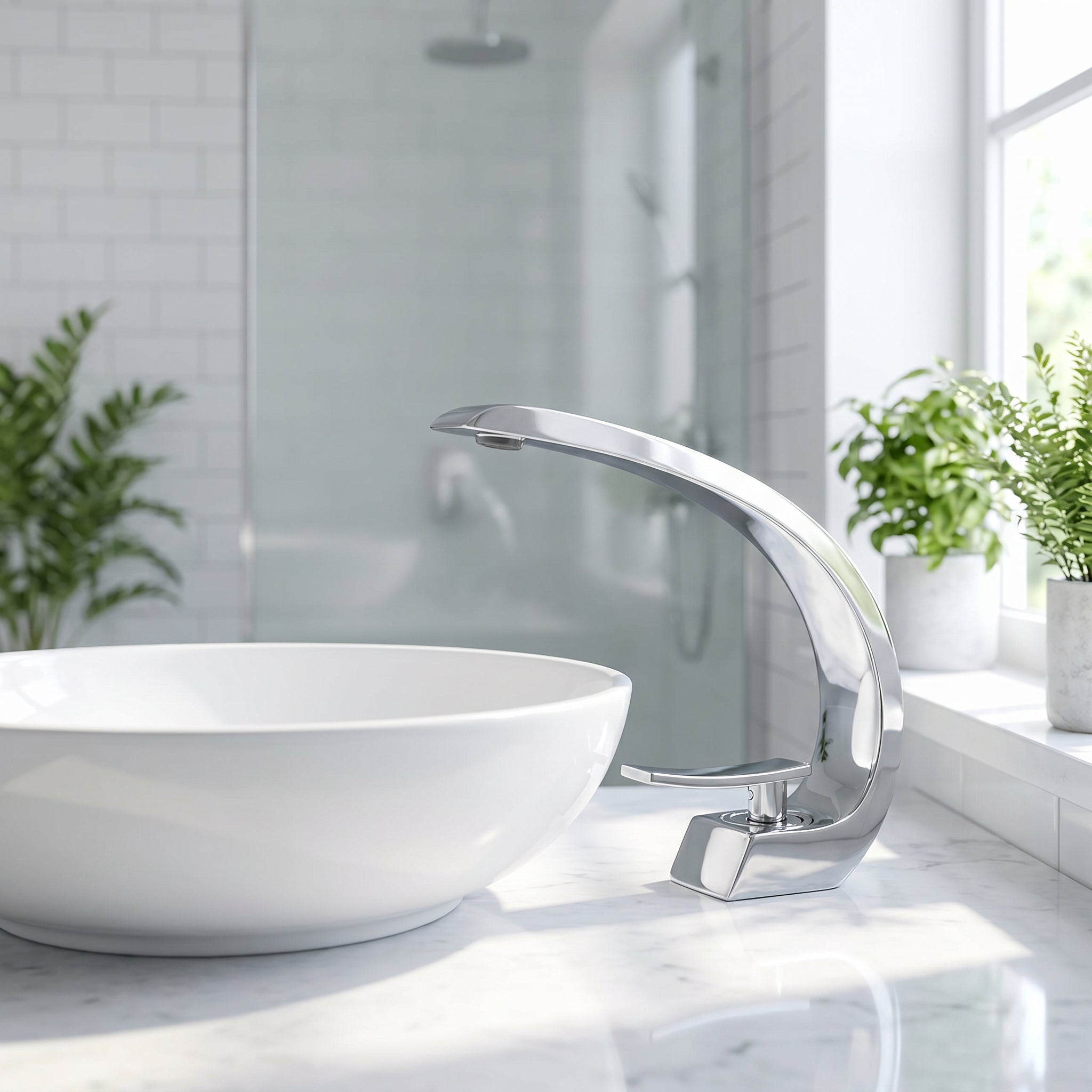 Robinet de Lavabo de Salle de Bains à 1 Poignée G-shape en Chromé