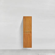 Bathroom Wall Hung Linen Cabinet with Handles - Honey Gold Walnut