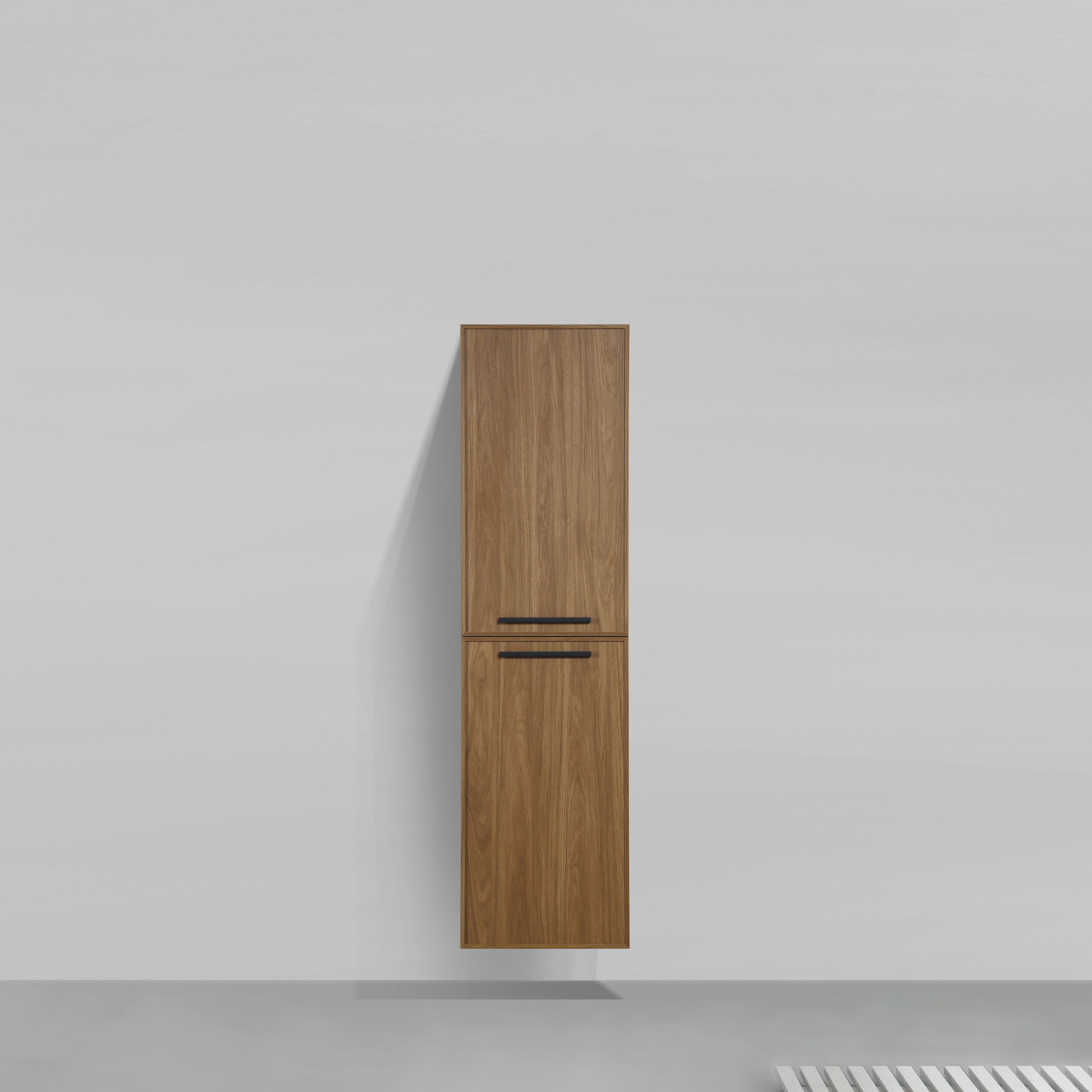 Bathroom Wall Hung Linen Cabinet with Handles - Honey Gold Walnut
