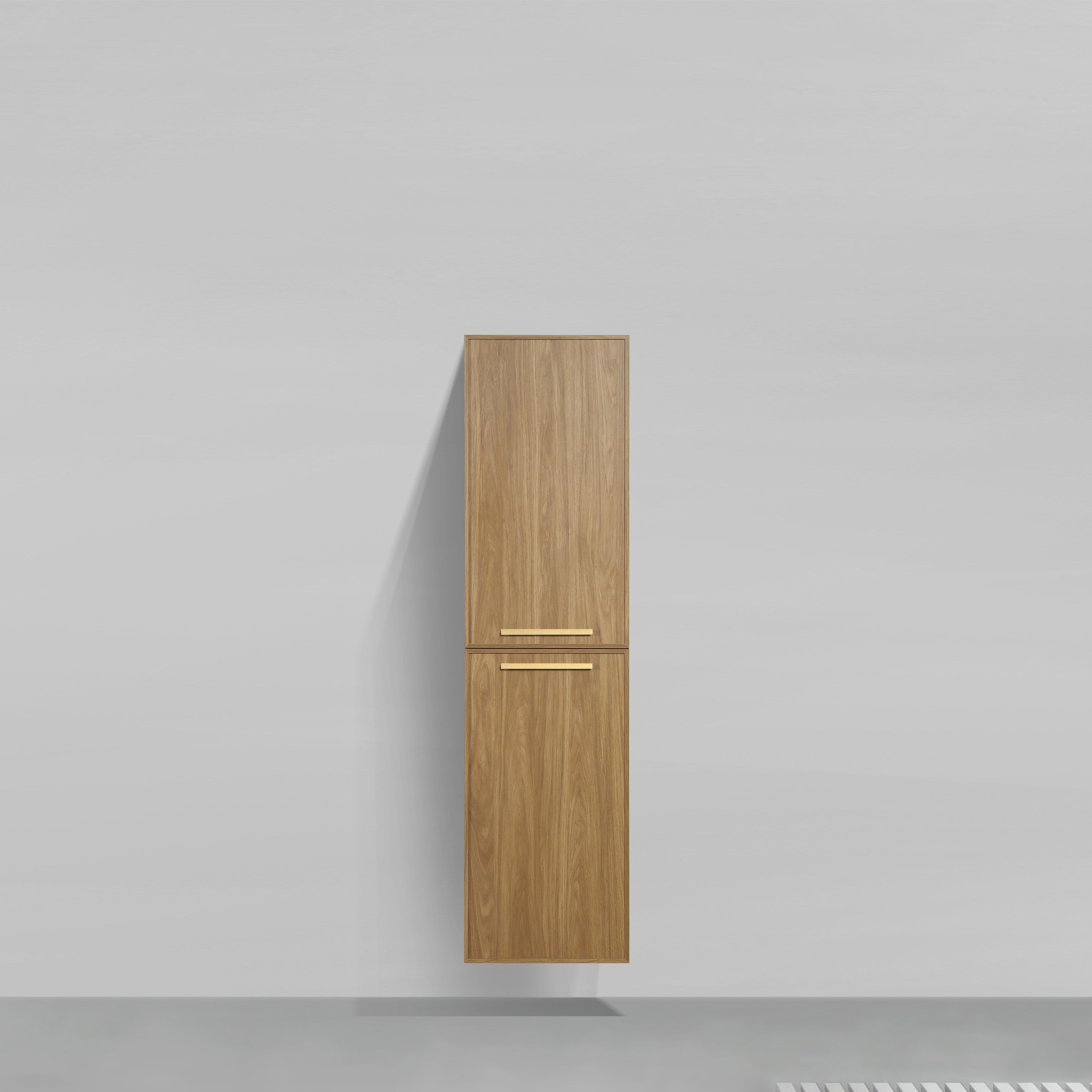 Bathroom Wall Hung Linen Cabinet with Handles - Honey Gold Walnut