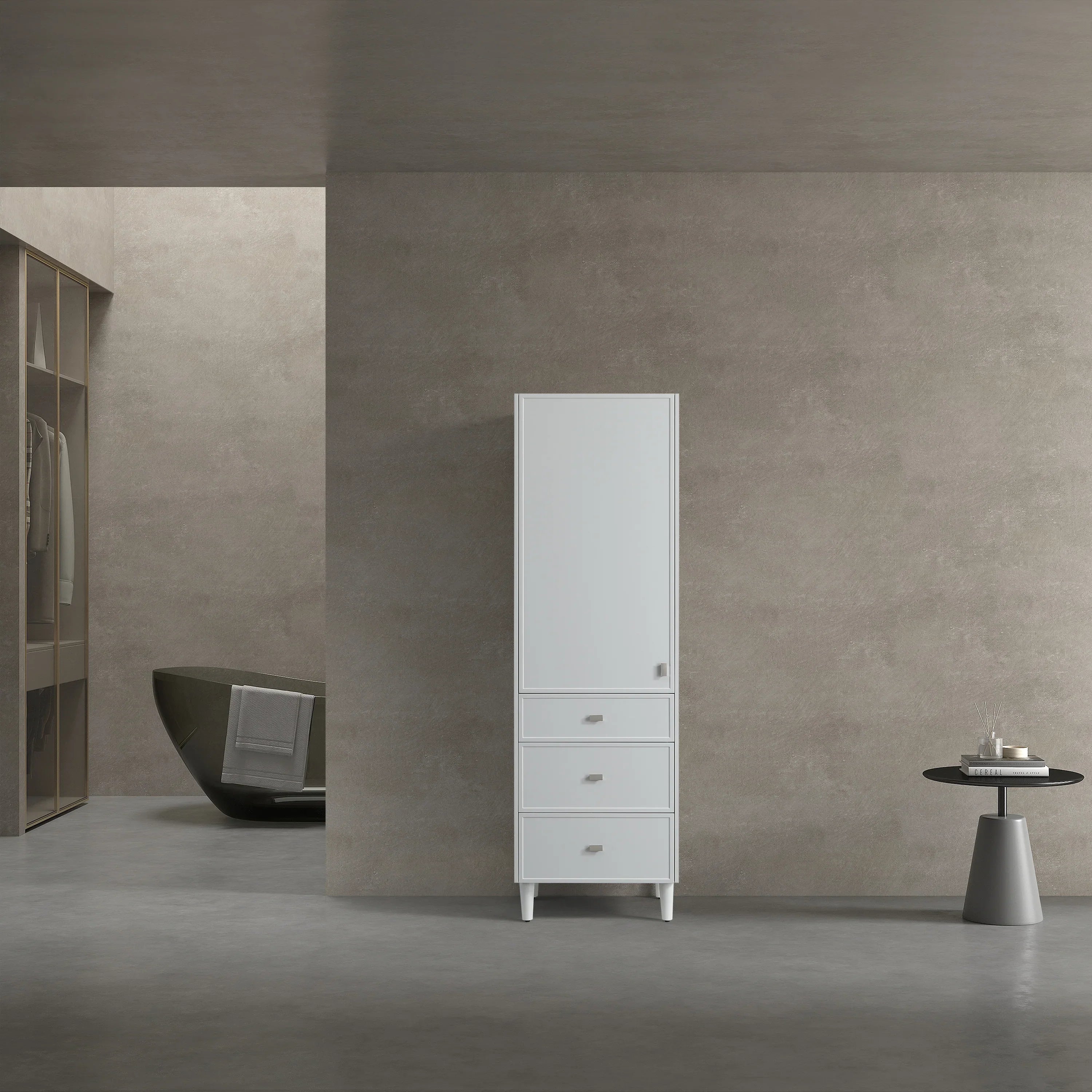 Bathroom Freestanding Linen Cabinet - Hampton Grey