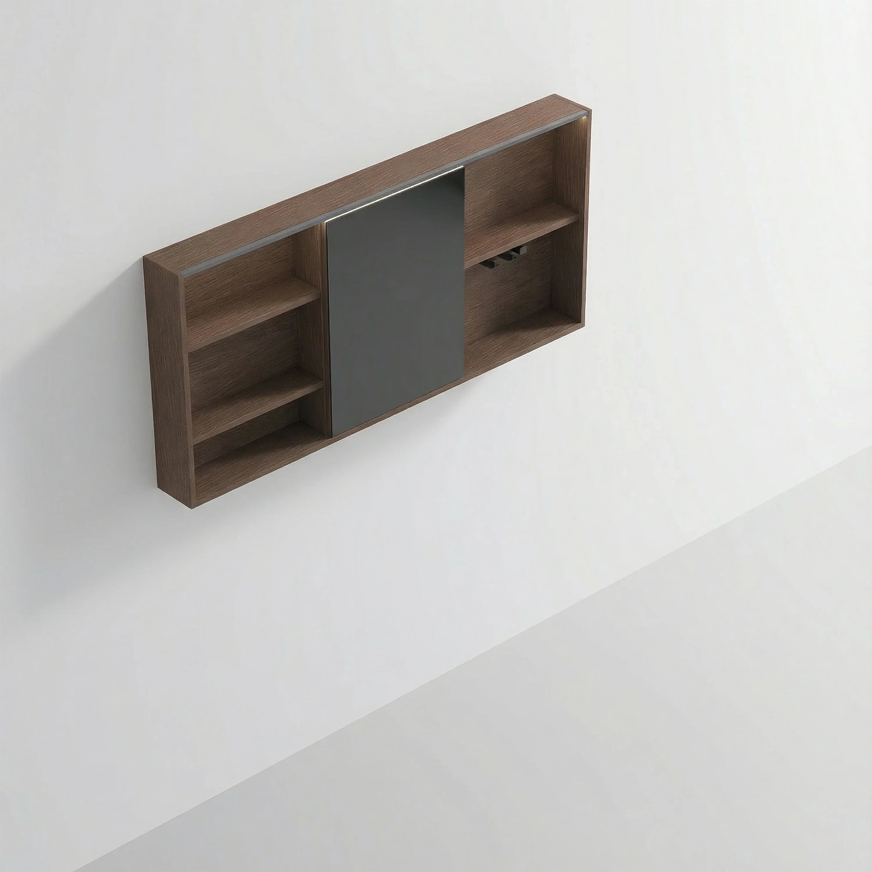 Armoire à pharmacie DEL noisette 60po avec portes à fermeture douce