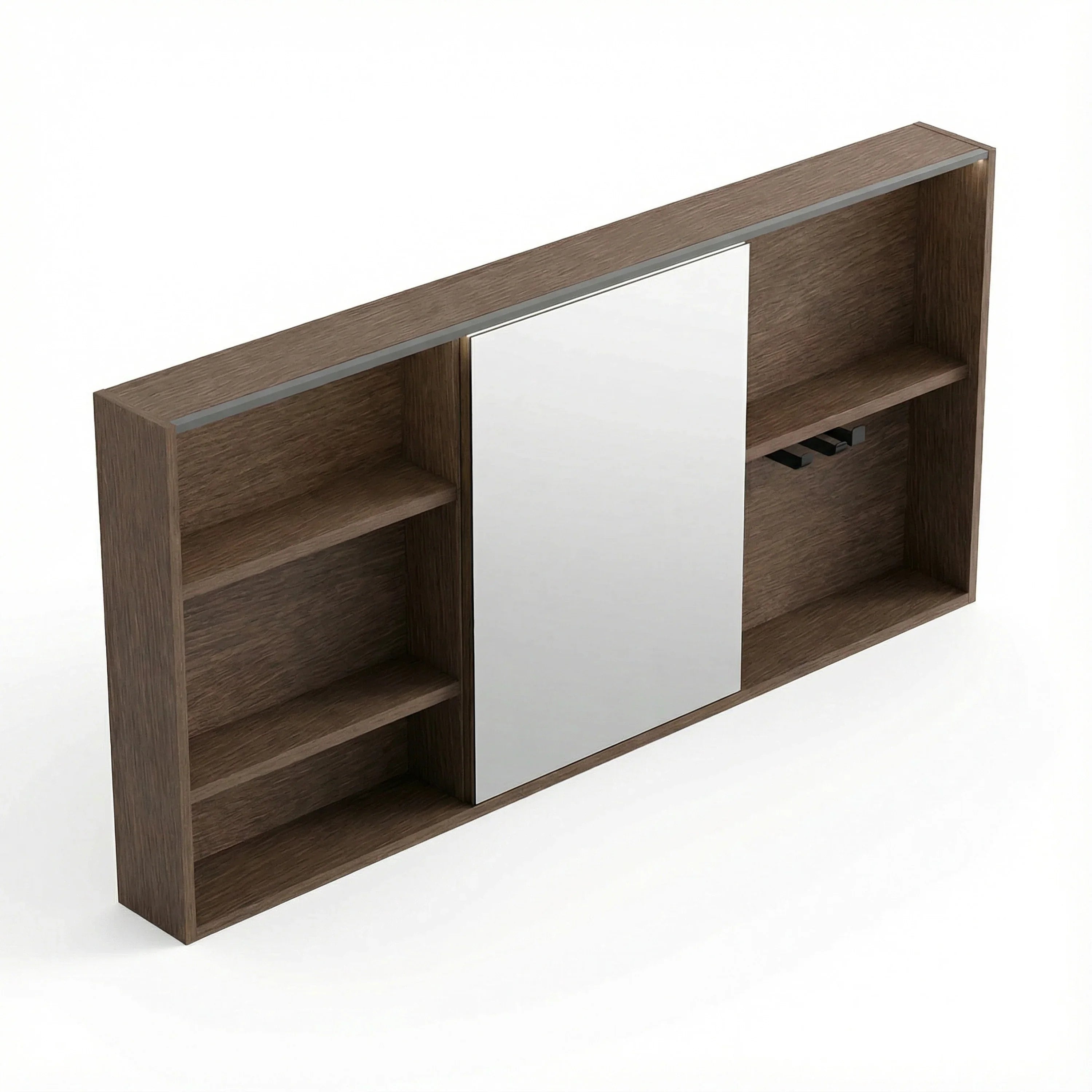 Armoire à pharmacie DEL noisette 60po avec portes à fermeture douce