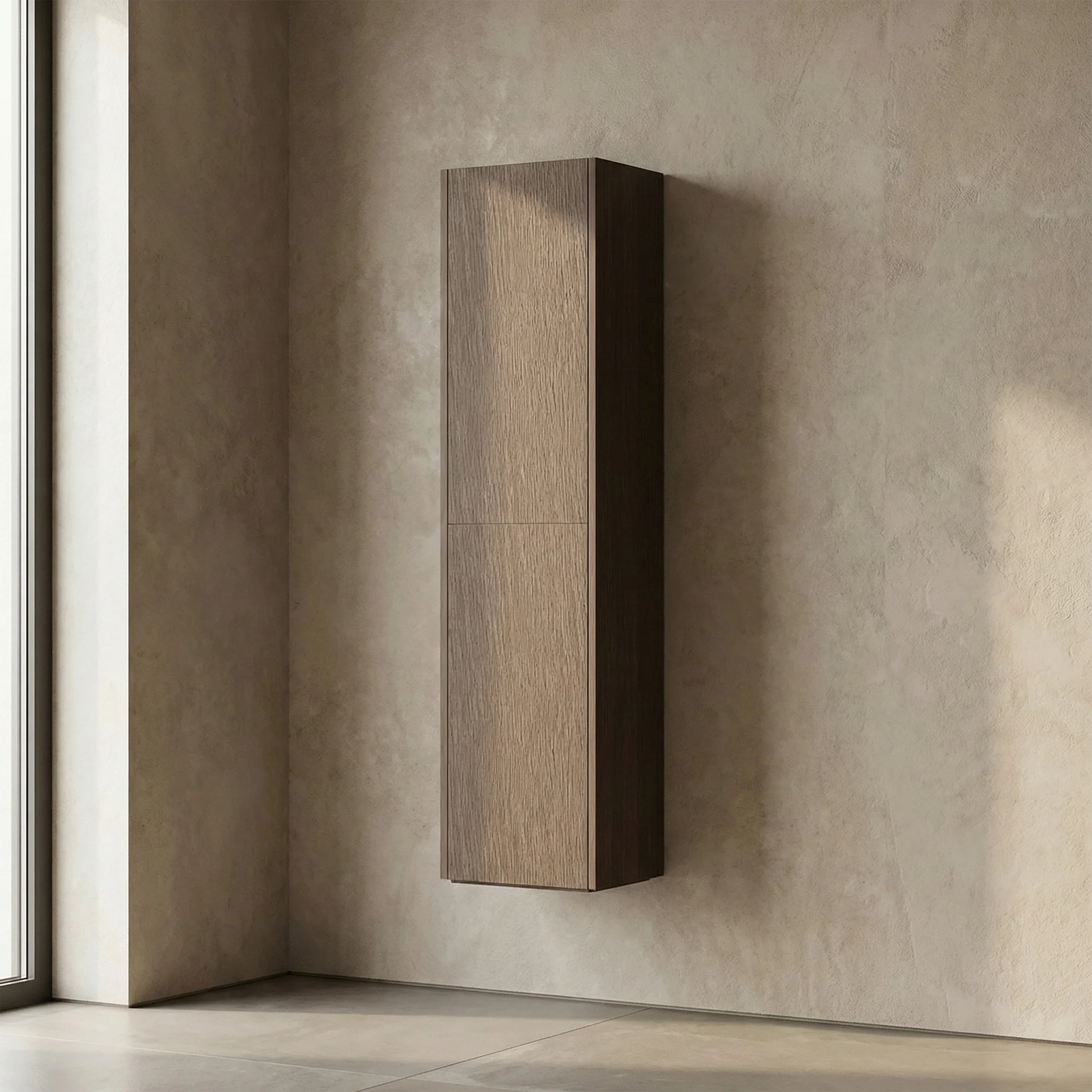 Meuble d'appoint Sanora en Noisette, 2 portes avec étagères - Rangement de salle de bain