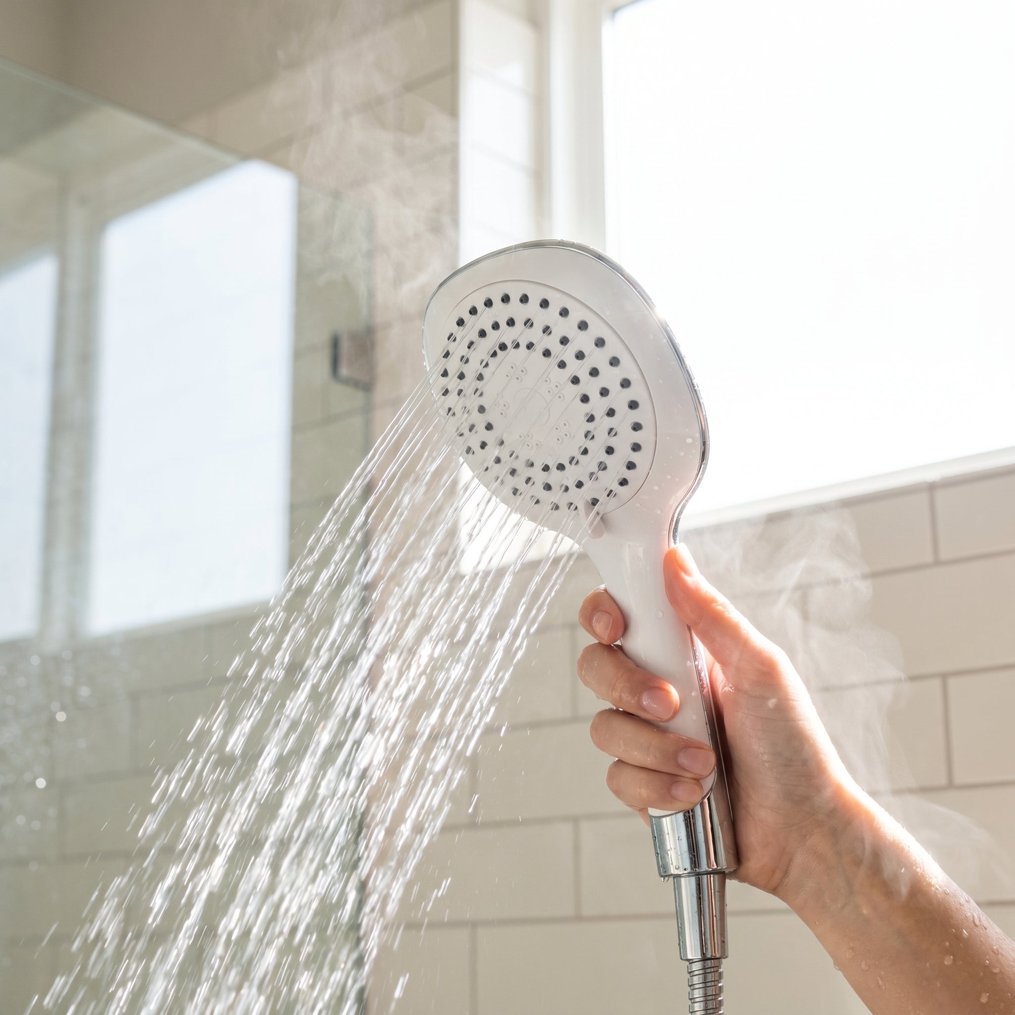 Hand Shower White and Chrome - Square