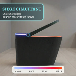 Sera Omega Toilette intelligente avec bidet, monobloc avec chasse à jet automatique, abattant auto-ouvrant/fermant, lavage à l’eau chaude, sécheur à air chaud, siège chauffant – Noir