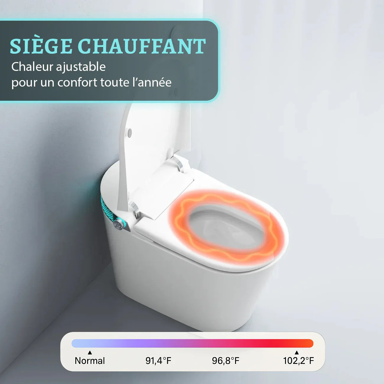 SERA Witty Toilette-bidet intelligente, toilette monopièce avec chasse automatique à jet, couvercle à ouverture/fermeture automatique, lavage à l’eau tiède, séchage à air chaud, siège chauffant – Affichage blanc